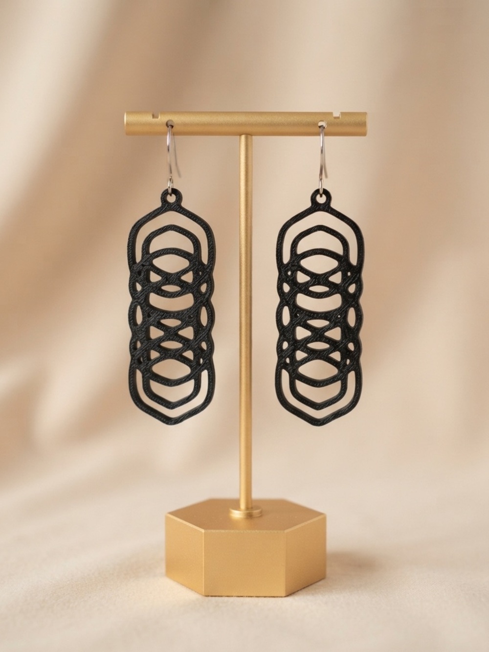 Black Geometric Drop Earrings - Women Jewelry